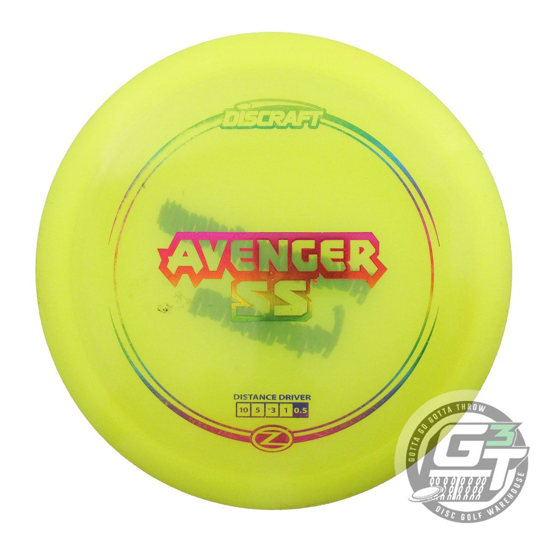 USED Discraft Z Avenger SS 180g Yellow Rainbow Foil Distance Driver Golf Disc