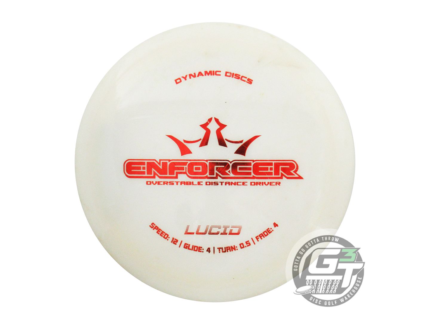 USED Dynamic Discs Lucid Enforcer 173g White Red Foil Distance Driver Golf Disc