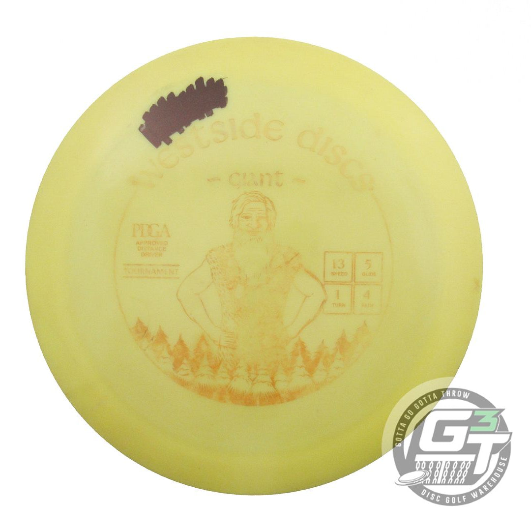 USED Westside Discs Tournament Giant 174g Yellow Wiped Stamp Driver Golf Disc