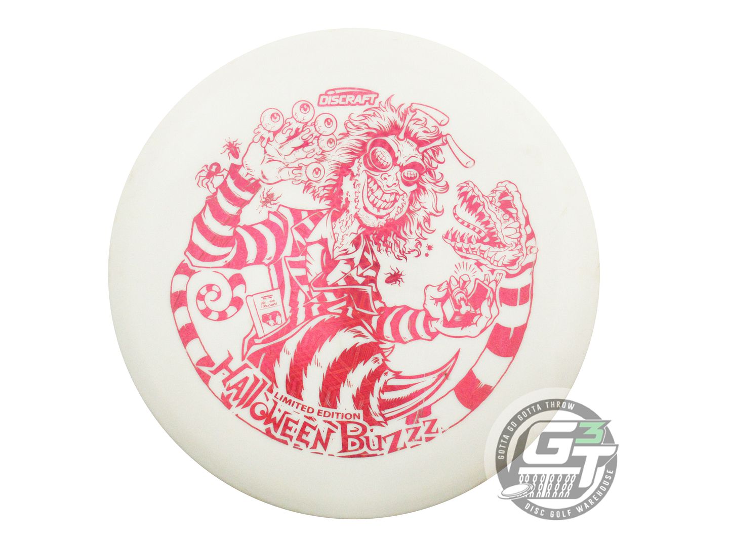 USED Discraft HALLOWEEN Buzzjuice Glo Z Buzzz 177g Pink Tron Foil Midrange Disc