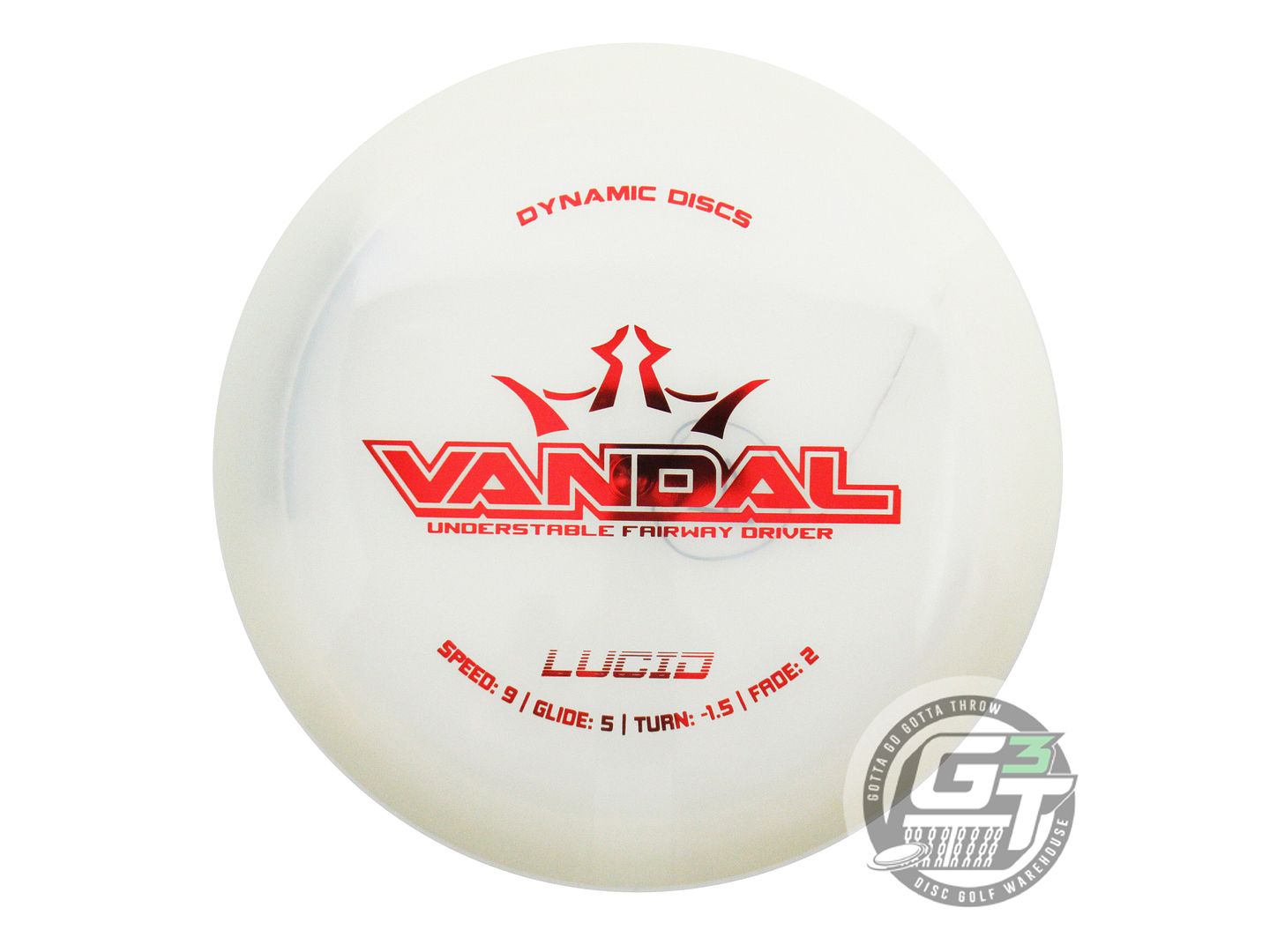 USED Dynamic Discs Lucid Vandal 176g White Red Foil A Distance Driver Golf Disc