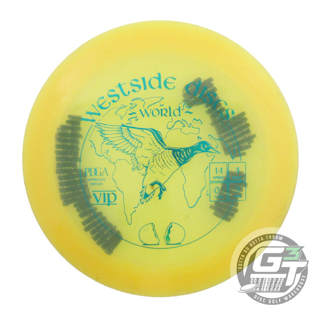 USED Westside Discs VIP World 173g Yellow Teal Foil Distance Driver Golf Disc
