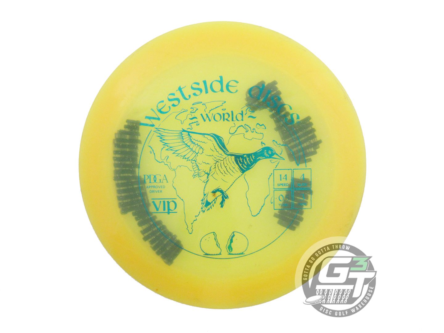 USED Westside Discs VIP World 173g Yellow Teal Foil Distance Driver Golf Disc