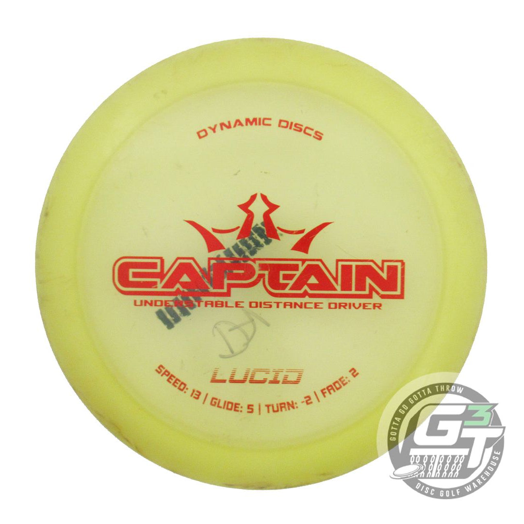 USED Dynamic Discs Lucid Captain 174g Yellow Red Foil Distance Driver Golf Disc