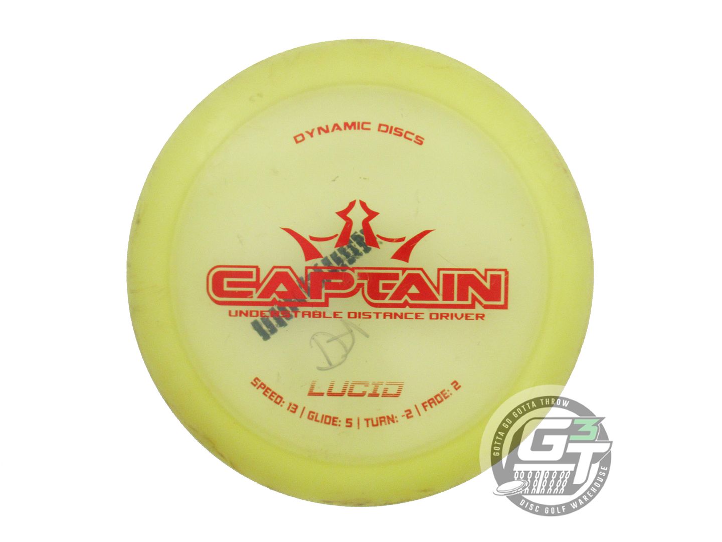 USED Dynamic Discs Lucid Captain 174g Yellow Red Foil Distance Driver Golf Disc