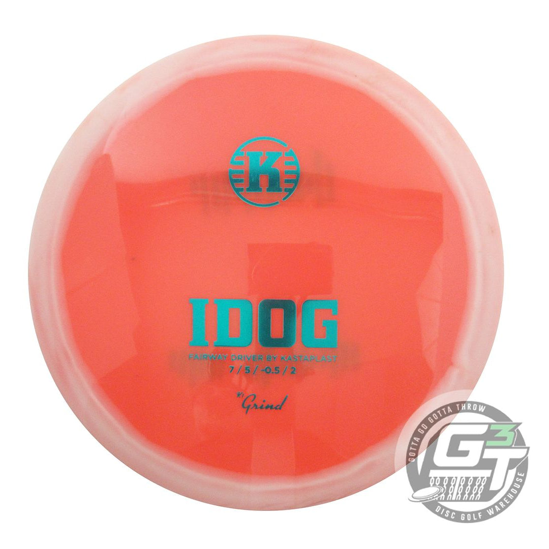 USED Kastaplast K1 Grind Idog 173g Peach Teal Foil Fairway Driver Golf Disc