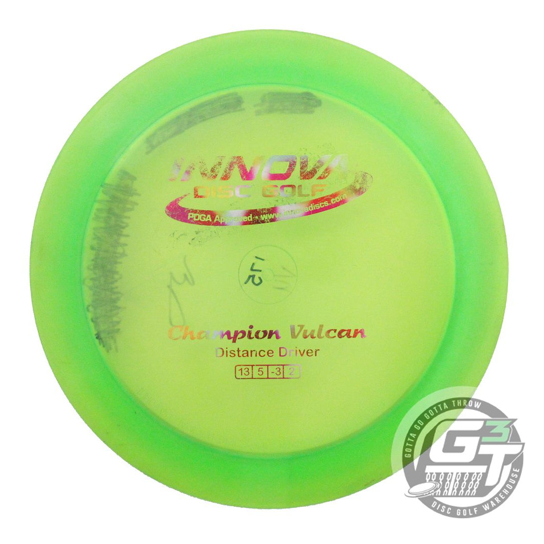 USED Innova Champion Vulcan 175g Lime Jellybean Foil Distance Driver Golf Disc