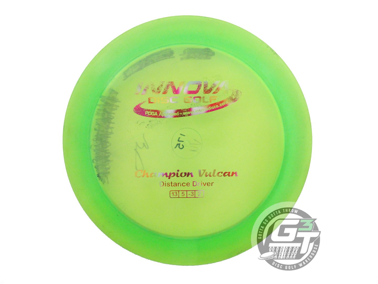 USED Innova Champion Vulcan 175g Lime Jellybean Foil Distance Driver Golf Disc
