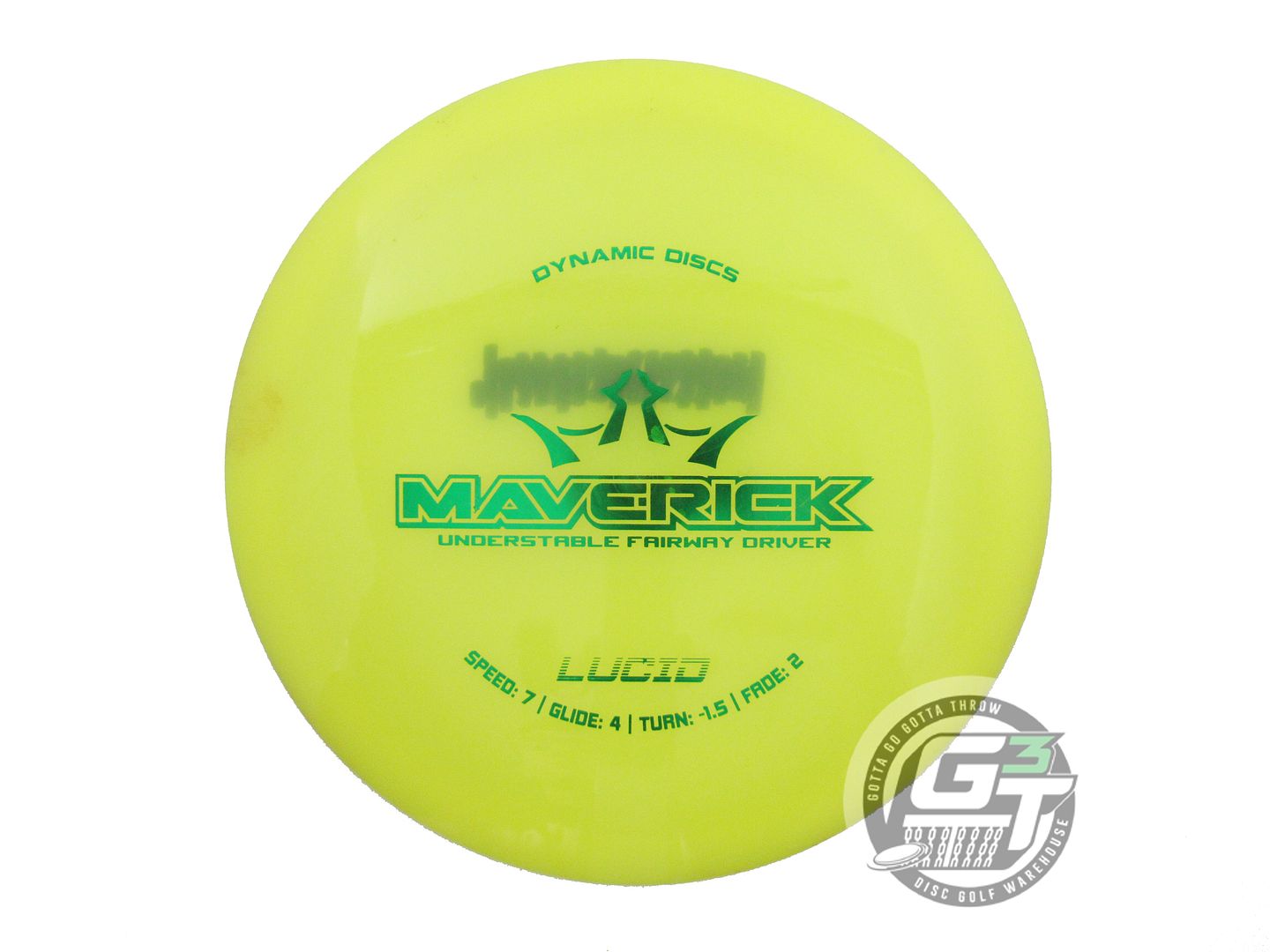 USED Dynamic Discs Lucid Maverick 176g Yellow Green Foil Distance Driver Disc