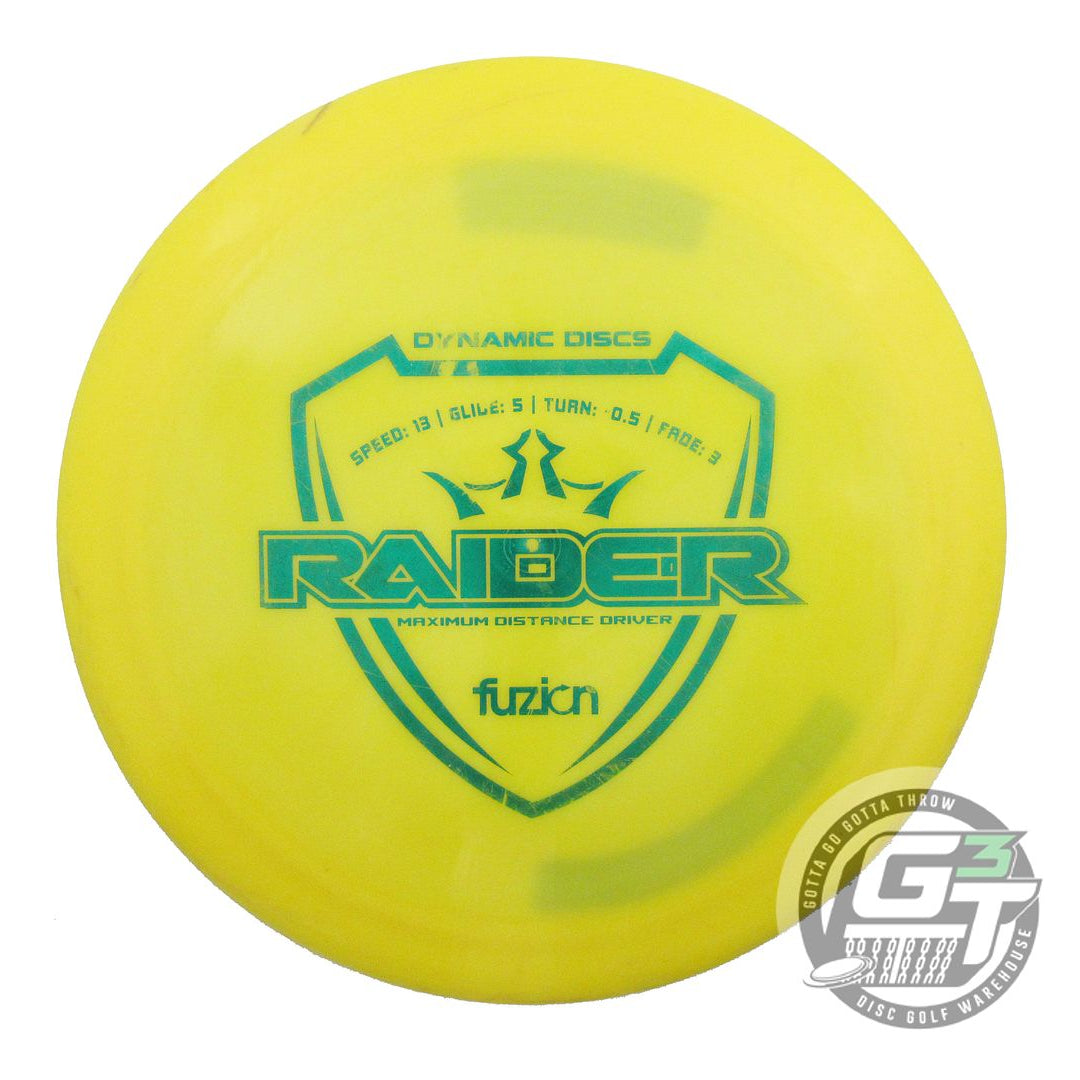 USED Dynamic Discs Fuzion Raider 173g Yellow Green Foil Distance Driver Disc