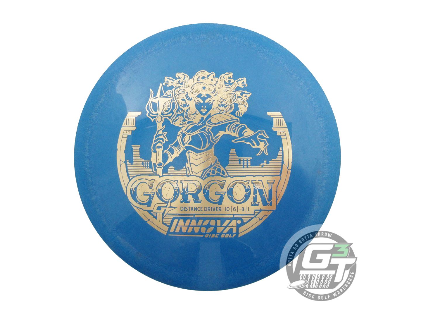 USED Innova Star Gorgon 168g Blue Gold Foil Distance Driver Golf Disc