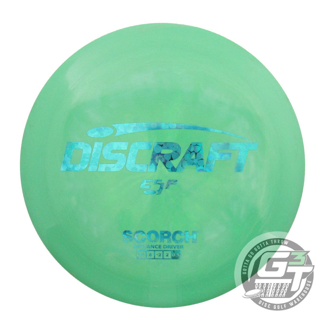 NOS Discraft ESP Scorch 174g Green Teal Flower Foil Distance Driver Golf Disc