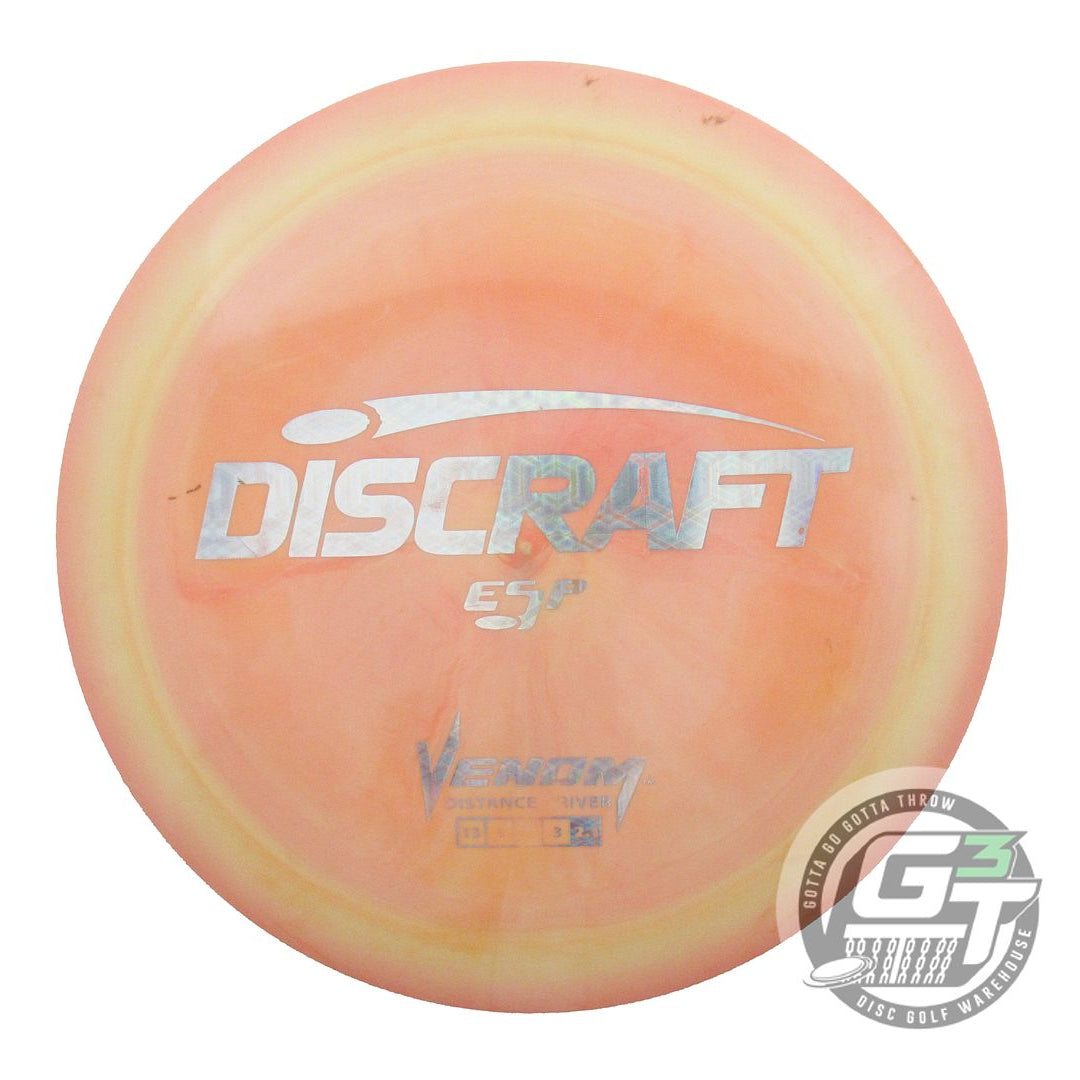 USED Discraft ESP Venom 173g Peach-Yellow Tron Foil Distance Driver Golf Disc