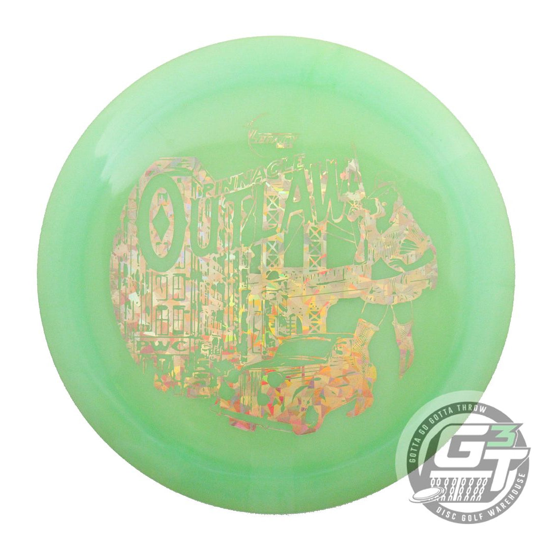 USED Legacy Discs Pinnacle Outlaw 175g Lime Gold Shatter Foil Driver Golf Disc