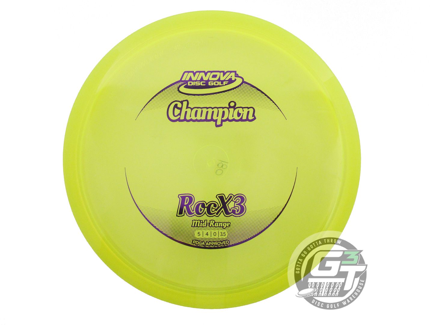 NOS Innova Champion RocX3 180g Yellow Purple Foil Midrange Golf Disc