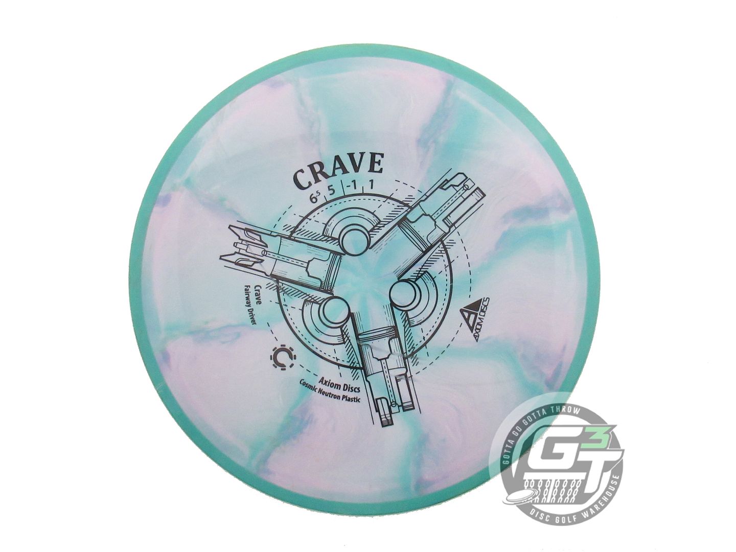 USED Axiom Discs Cosmic Neutron Crave 168g Lilac-Teal Seafoam Rim Driver Disc