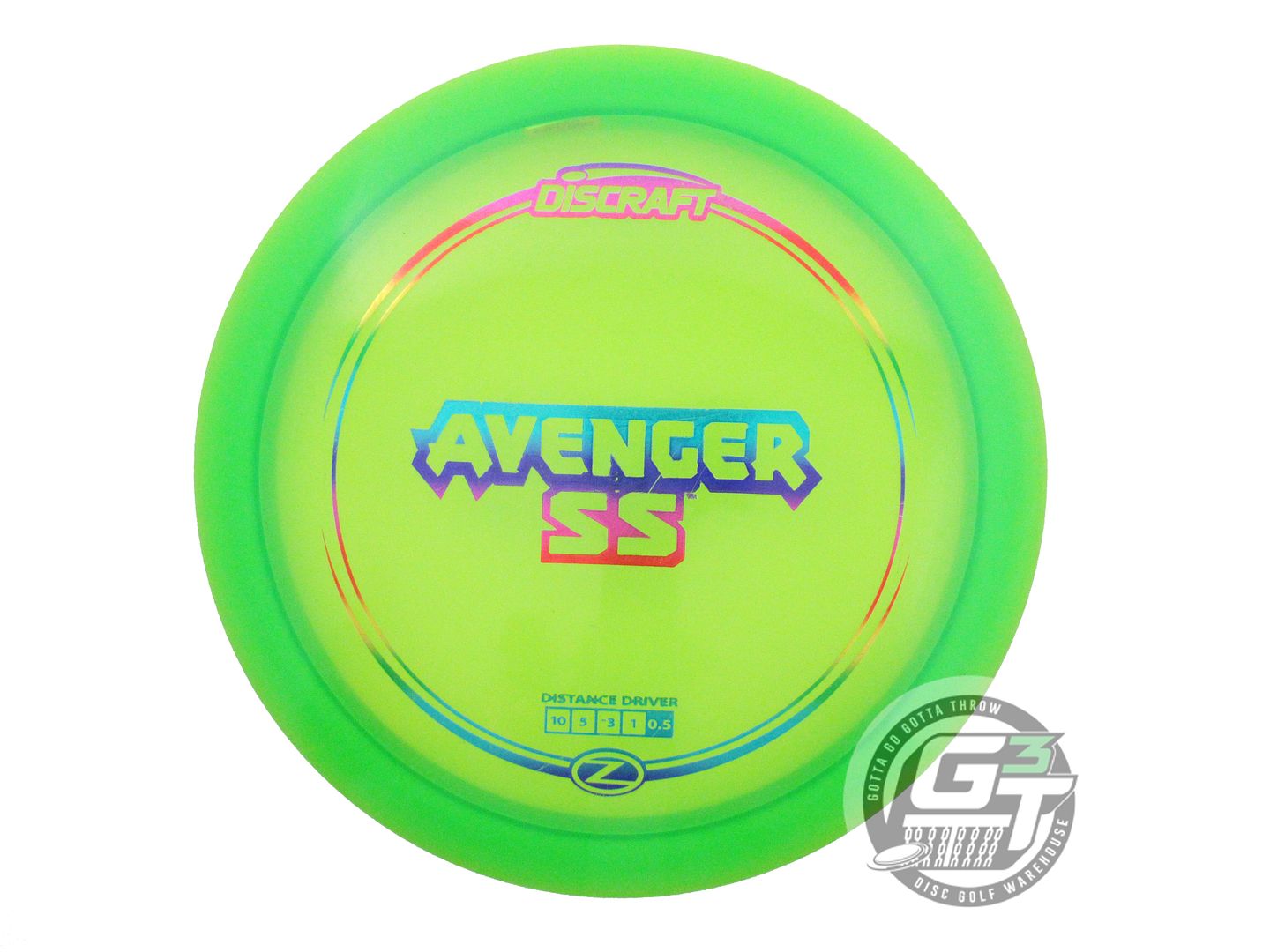 USED Discraft Z Avenger SS 176g Green Rainbow Foil Distance Driver Golf Disc