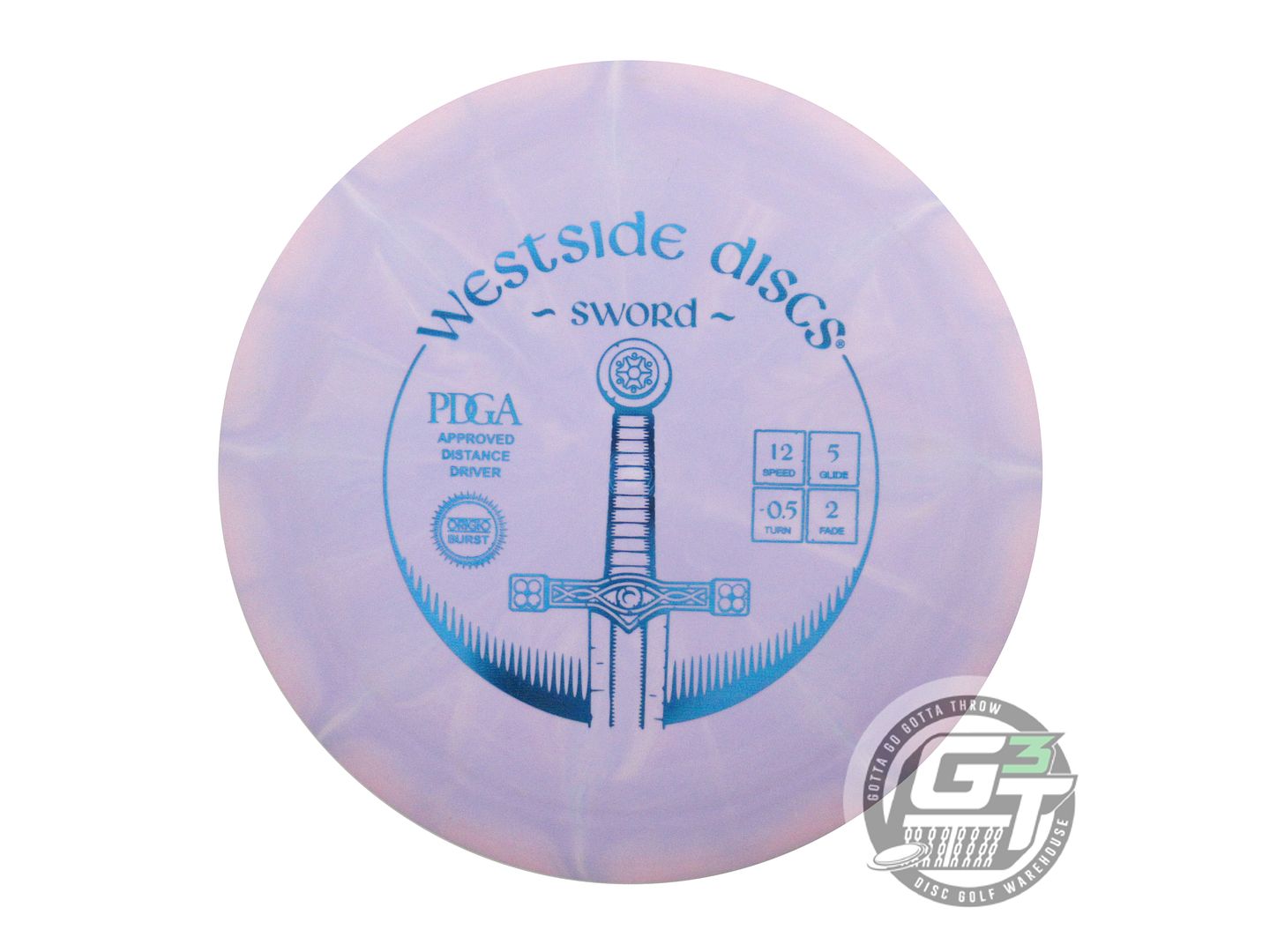 USED Westside Discs Origio Burst Sword 173g Lilac Blue Foil Driver Golf Disc