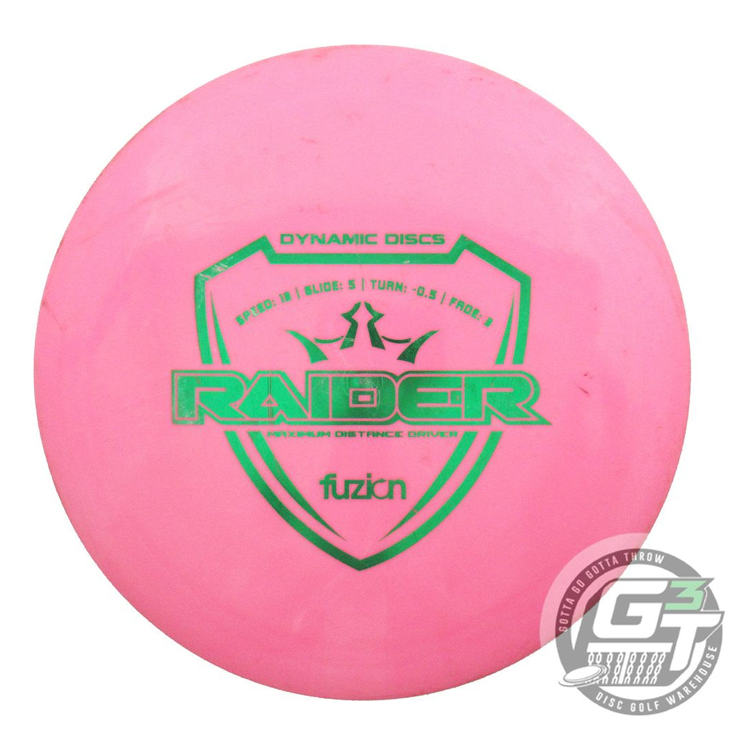 USED Dynamic Discs Fuzion Raider 174g Pink Green Foil Distance Driver Golf Disc