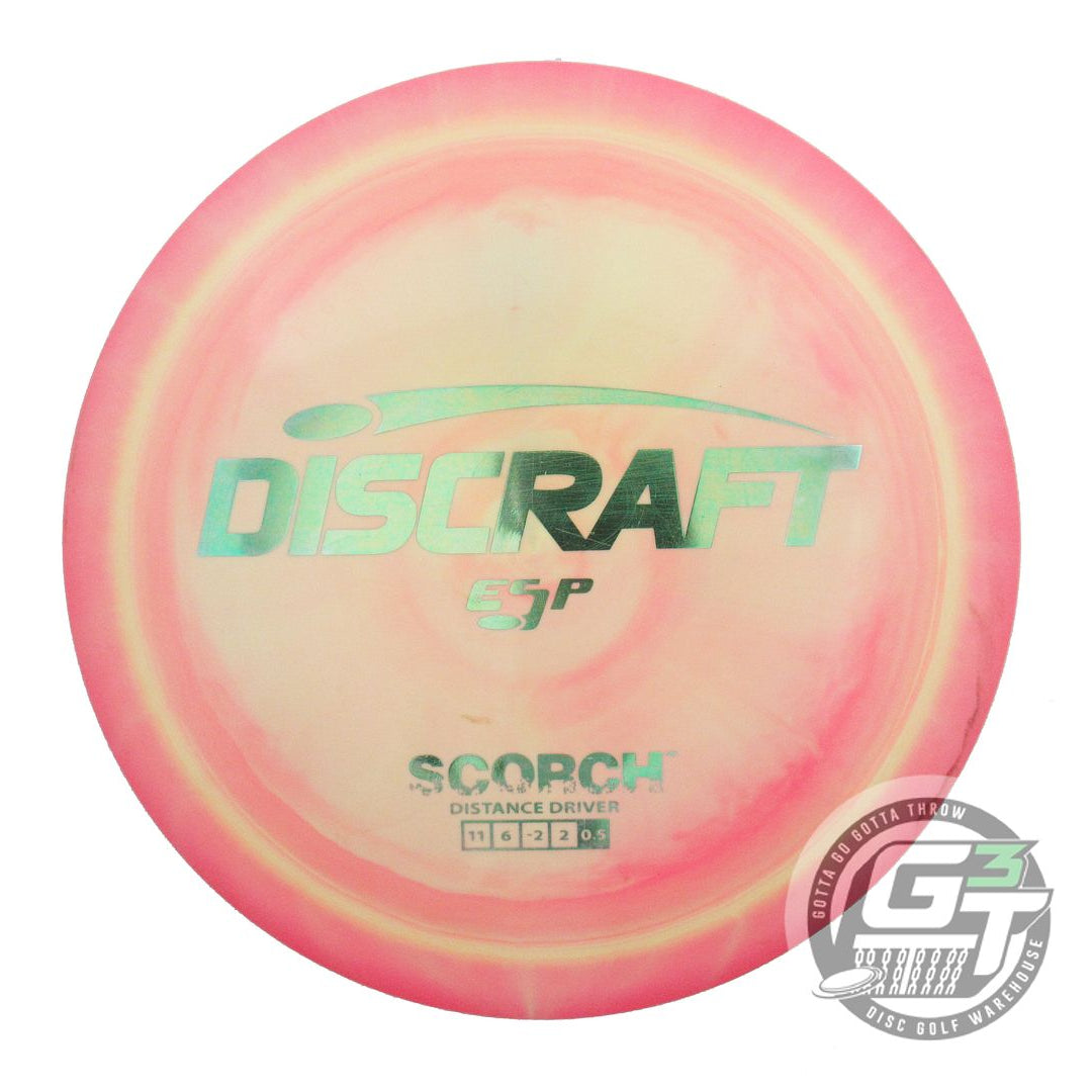 USED Discraft ESP Scorch 173g Pink-Yellow Green Foil Distance Driver Golf Disc