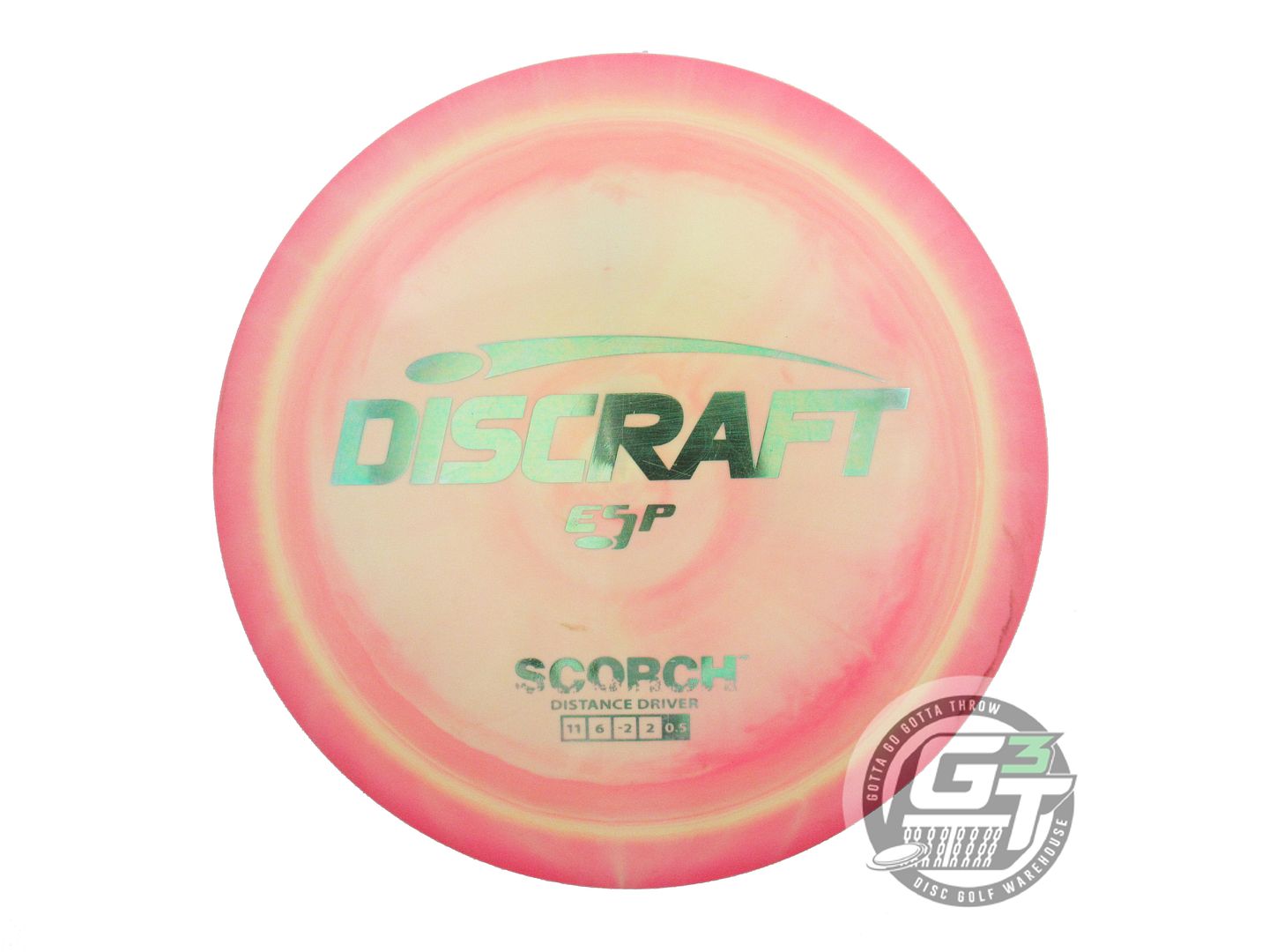 USED Discraft ESP Scorch 173g Pink-Yellow Green Foil Distance Driver Golf Disc