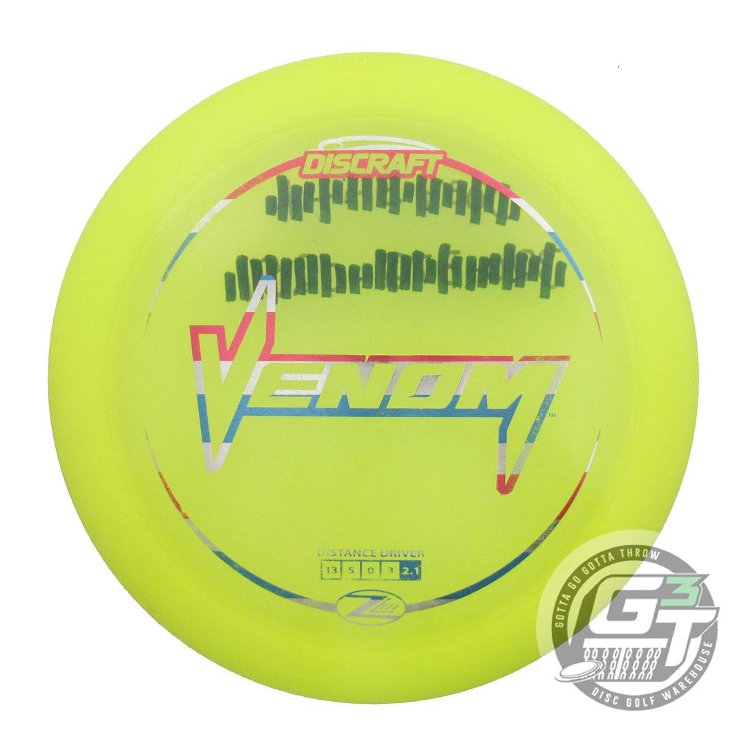 USED Discraft Z Lite Venom 156g Yellow Stripe Foil Distance Driver Golf Disc