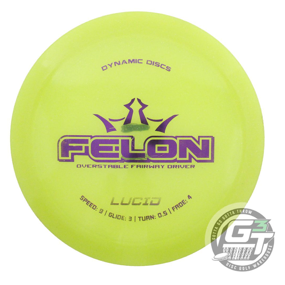 USED Dynamic Discs Lucid Felon 174g Yellow Purple Foil Fairway Driver Golf Disc
