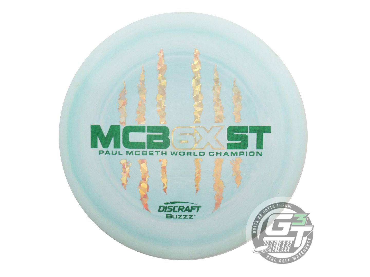 USED Discraft 6X McBEAST ESP Buzzz 179g Seafoam-Blue Gold Shatter Midrange Disc