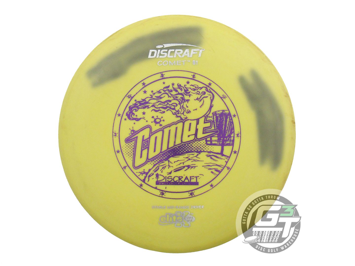 USED Discraft Elite X Comet 174g Yellow Purple Foil OOP Midrange Golf Disc