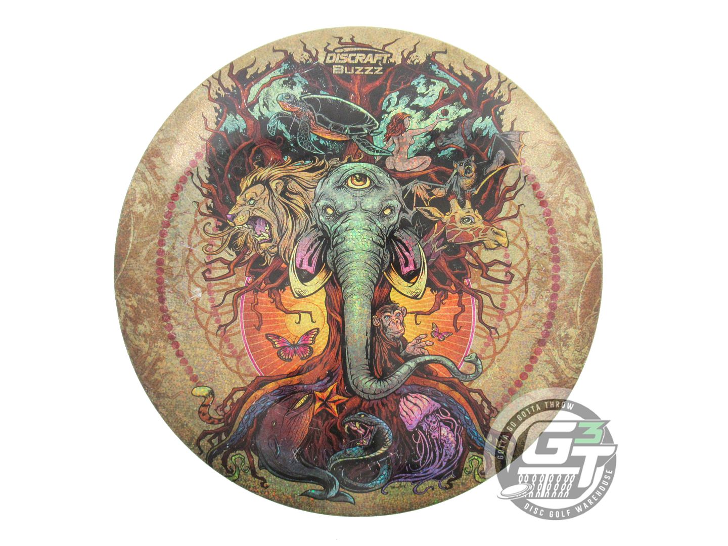 USED Discraft SuperColor ESP Buzzz 182g TREE OF LIFE Glitter Foil Midrange Disc