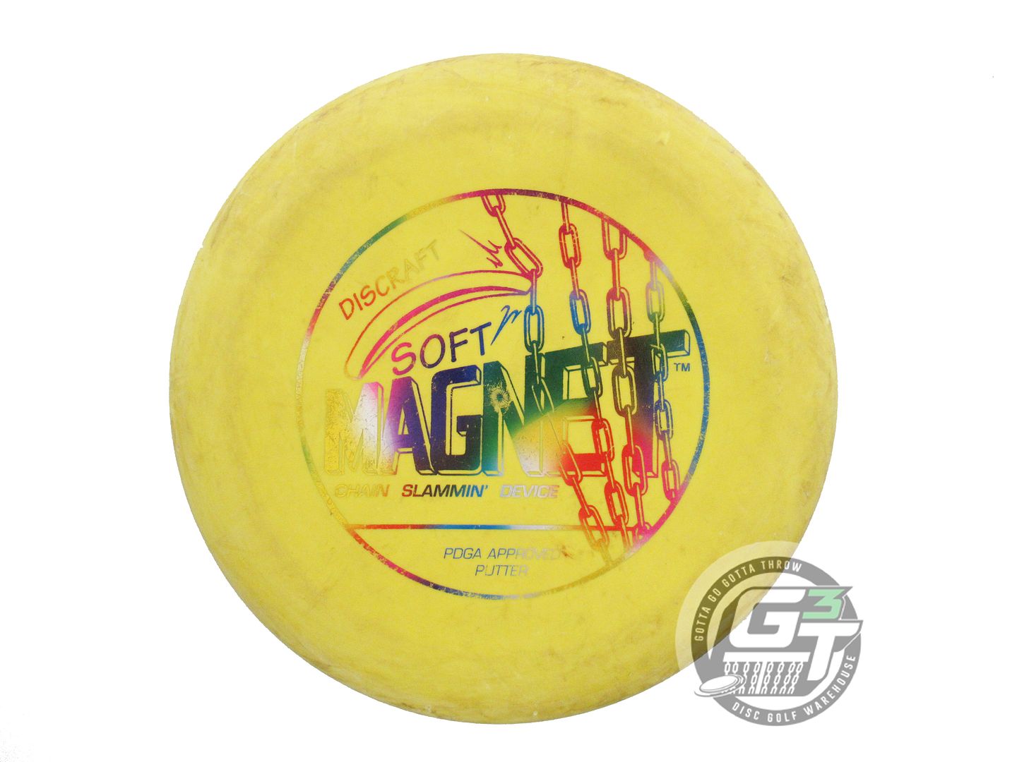 USED Discraft Pro D Soft Magnet 172g Yellow Rainbow Foil Putter Golf Disc