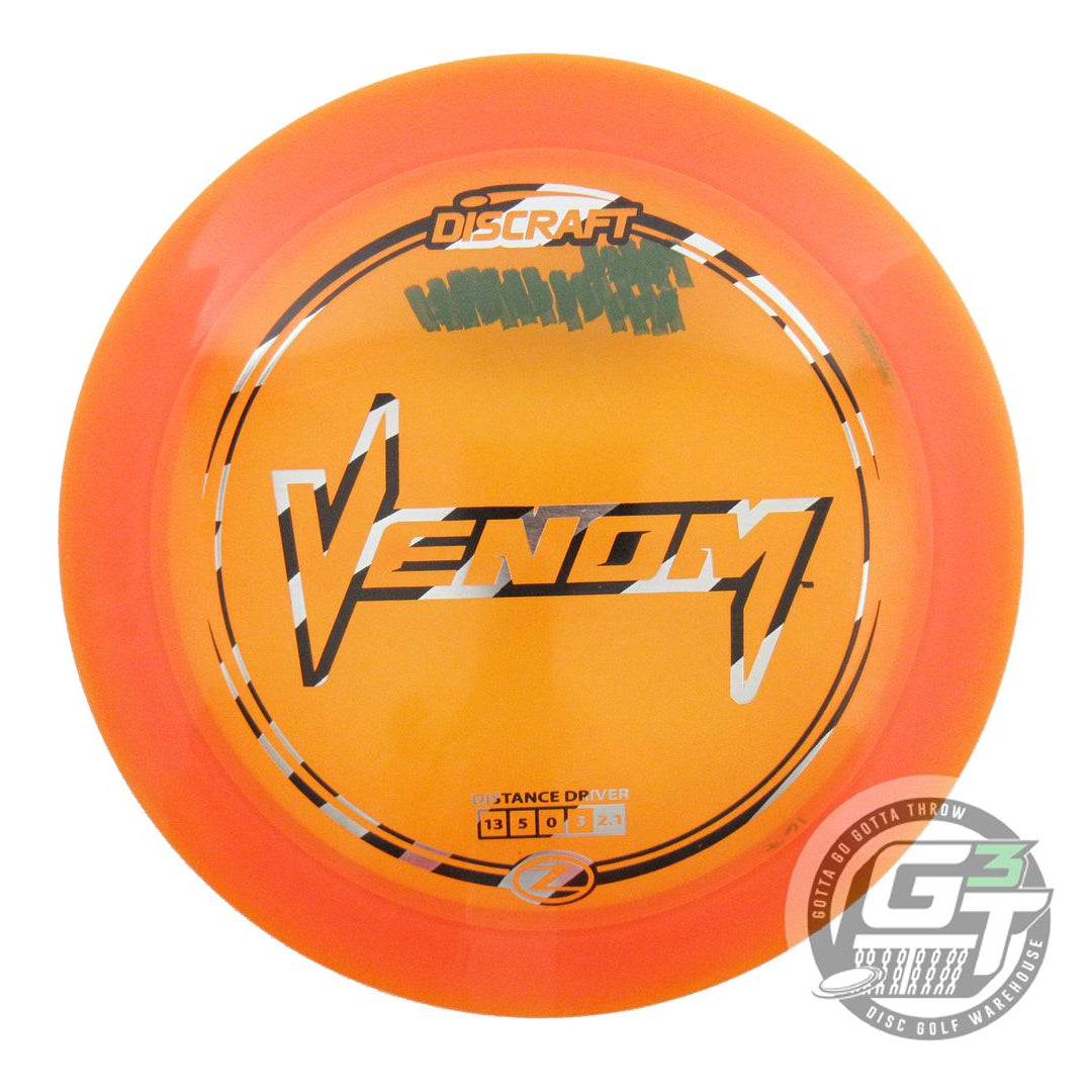 USED Discraft Z Venom 167g Orange Zebra Foil Distance Driver Golf Disc
