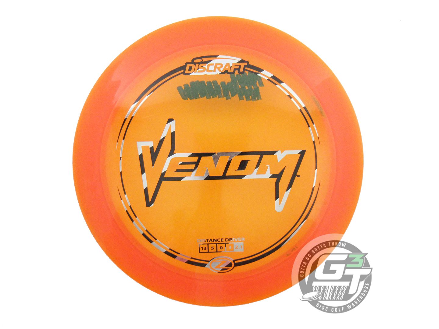 USED Discraft Z Venom 167g Orange Zebra Foil Distance Driver Golf Disc