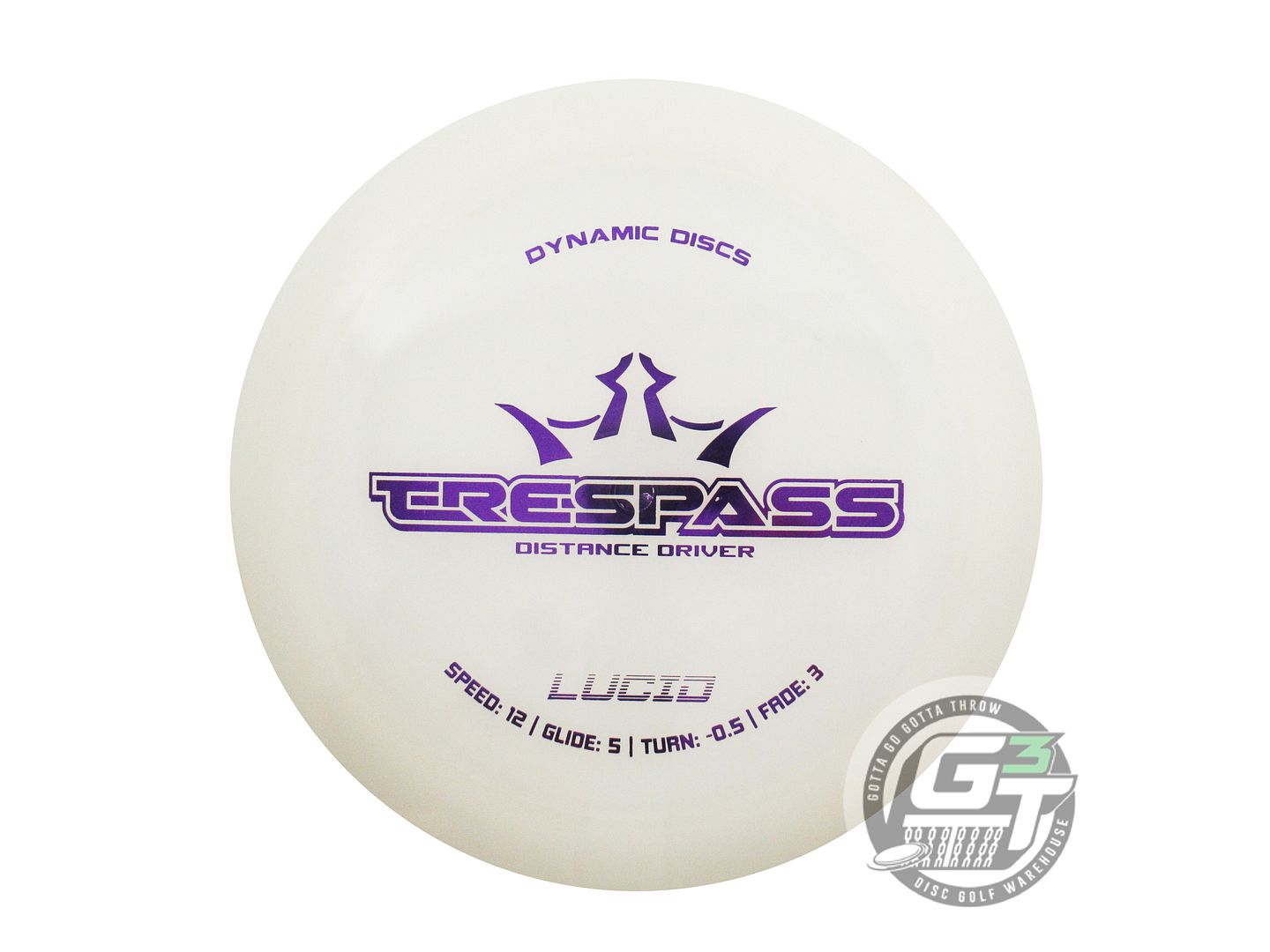 USED Dynamic Discs Lucid Trespass 172g White Purple Foil Distance Driver Disc