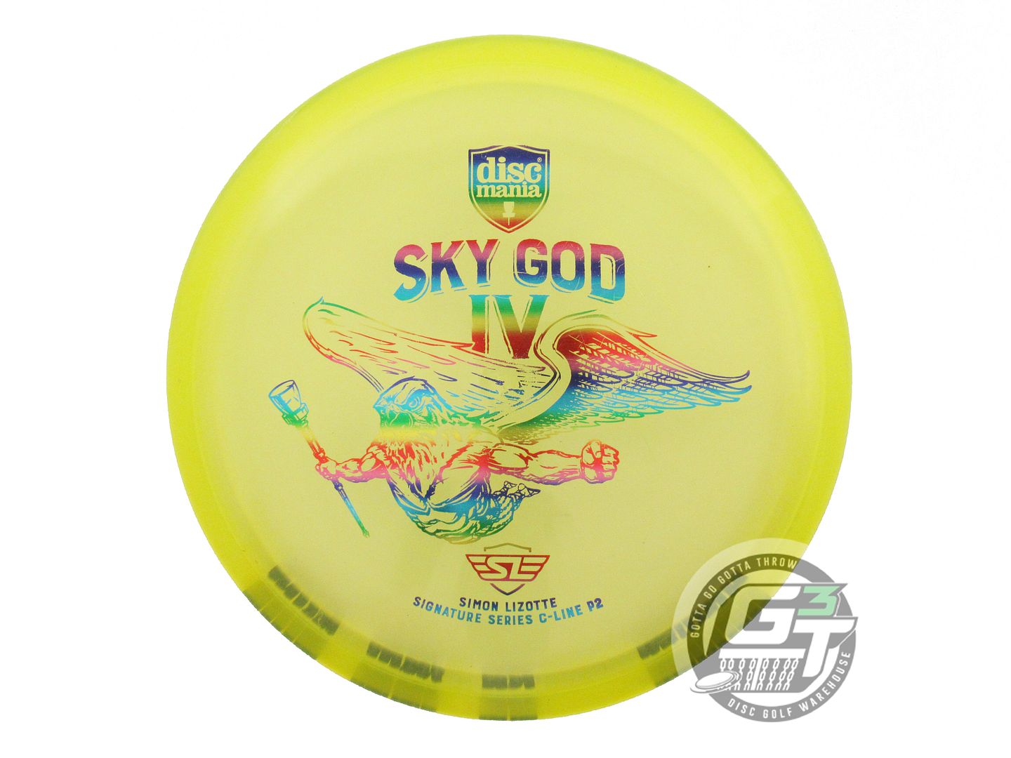 USED DiscMania SKY GOD 4 C-Line P2 174g Yellow Rainbow Foil Putter Golf Disc