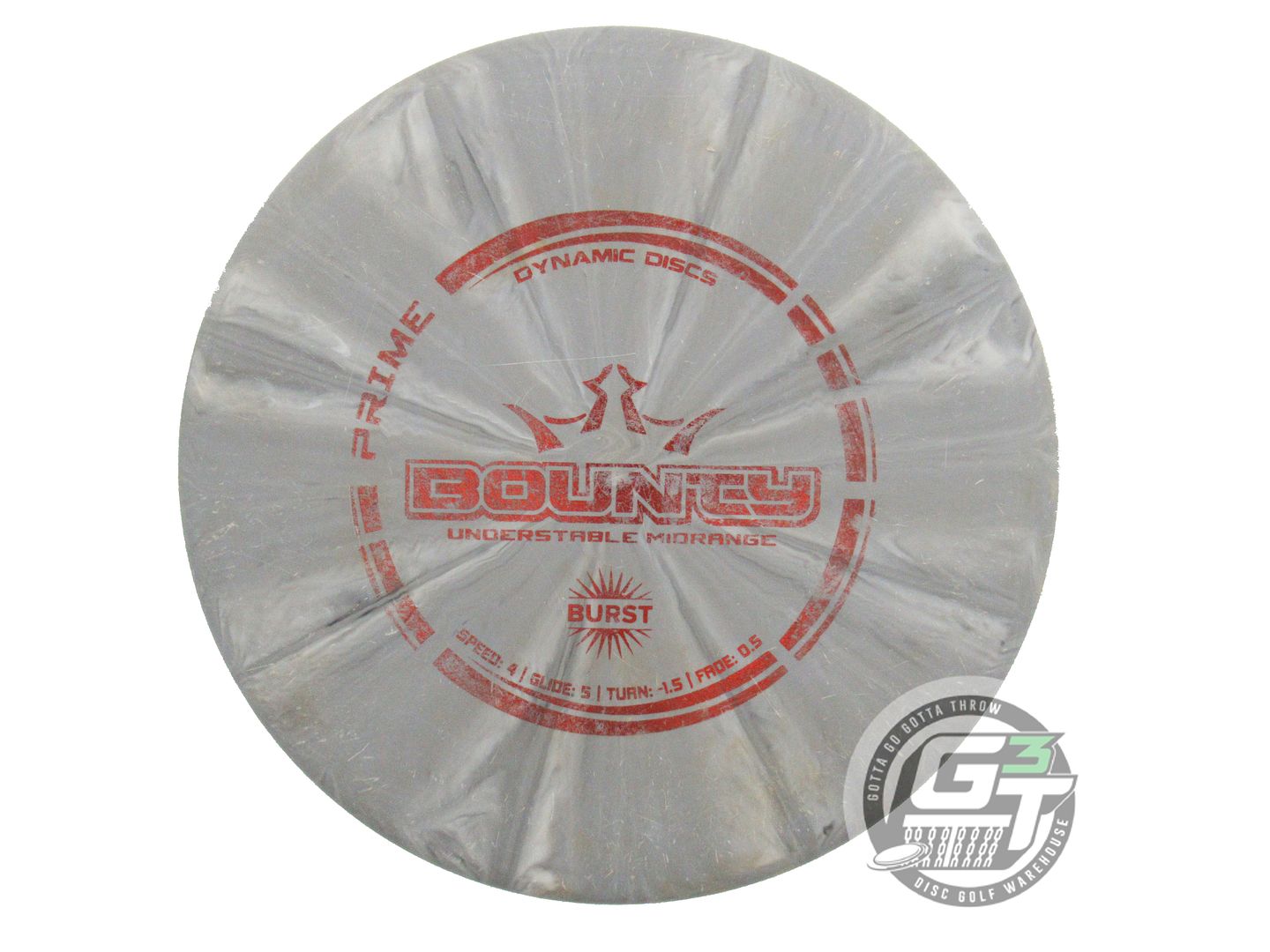 USED Dynamic Discs Prime Burst Bounty 178g Gray Red Foil Midrange Golf Disc