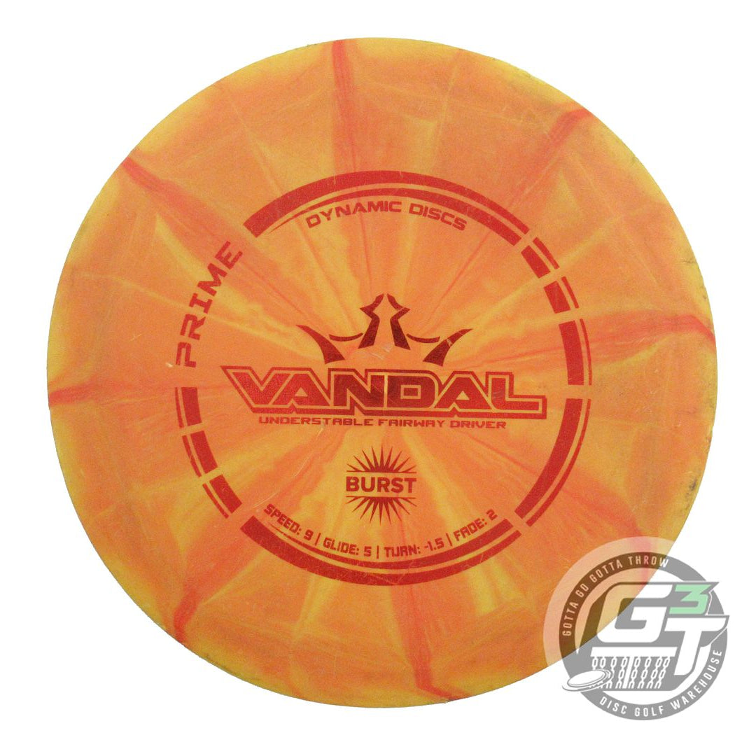 USED Dynamic Discs Prime Burst Vandal 173g Orange Red Foil Distance Driver Disc
