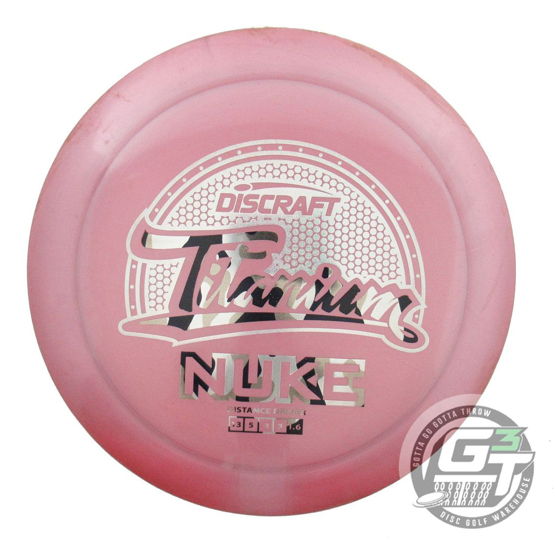 USED Discraft Titanium Nuke 168g Pink Silver Glitter Foil Distance Driver Disc