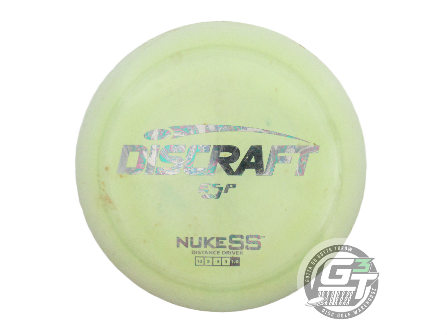 USED Discraft ESP Nuke SS 174g Lime Oil Slick Foil Distance Driver Golf Disc