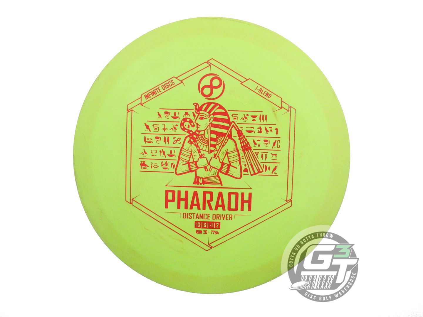 USED Infinite I-Blend Pharaoh 176g Lime Red Foil Distance Driver Golf Disc