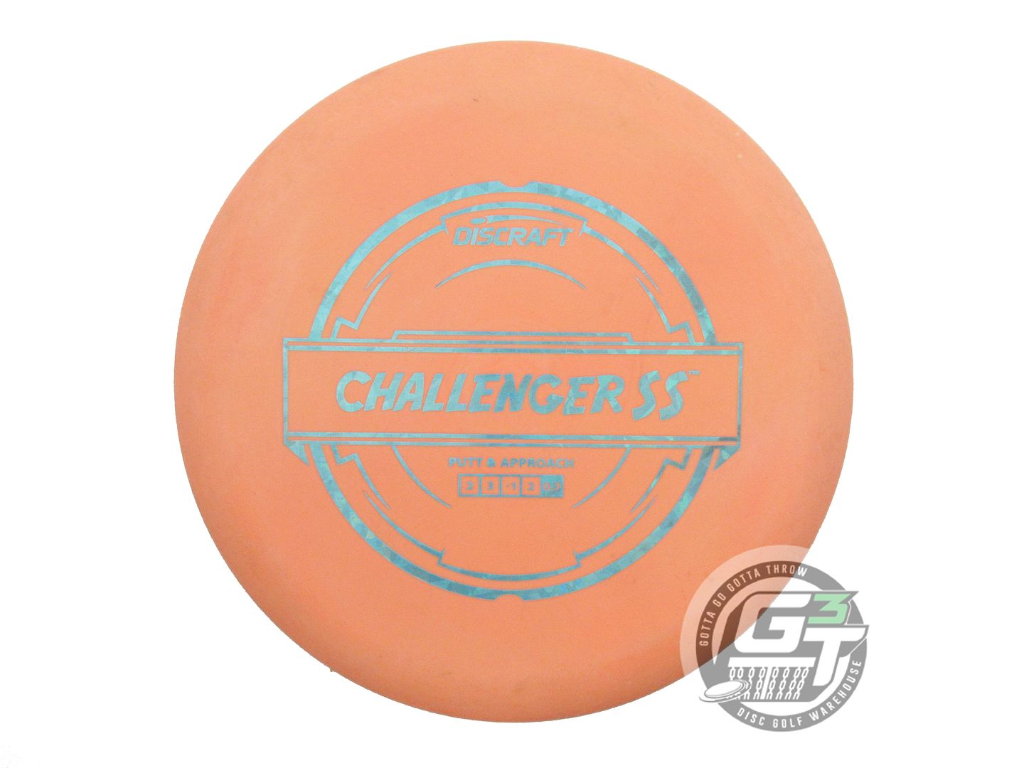 USED Discraft Putter Line Challenger SS 173g Peach Teal Shatter Foil Putter Disc