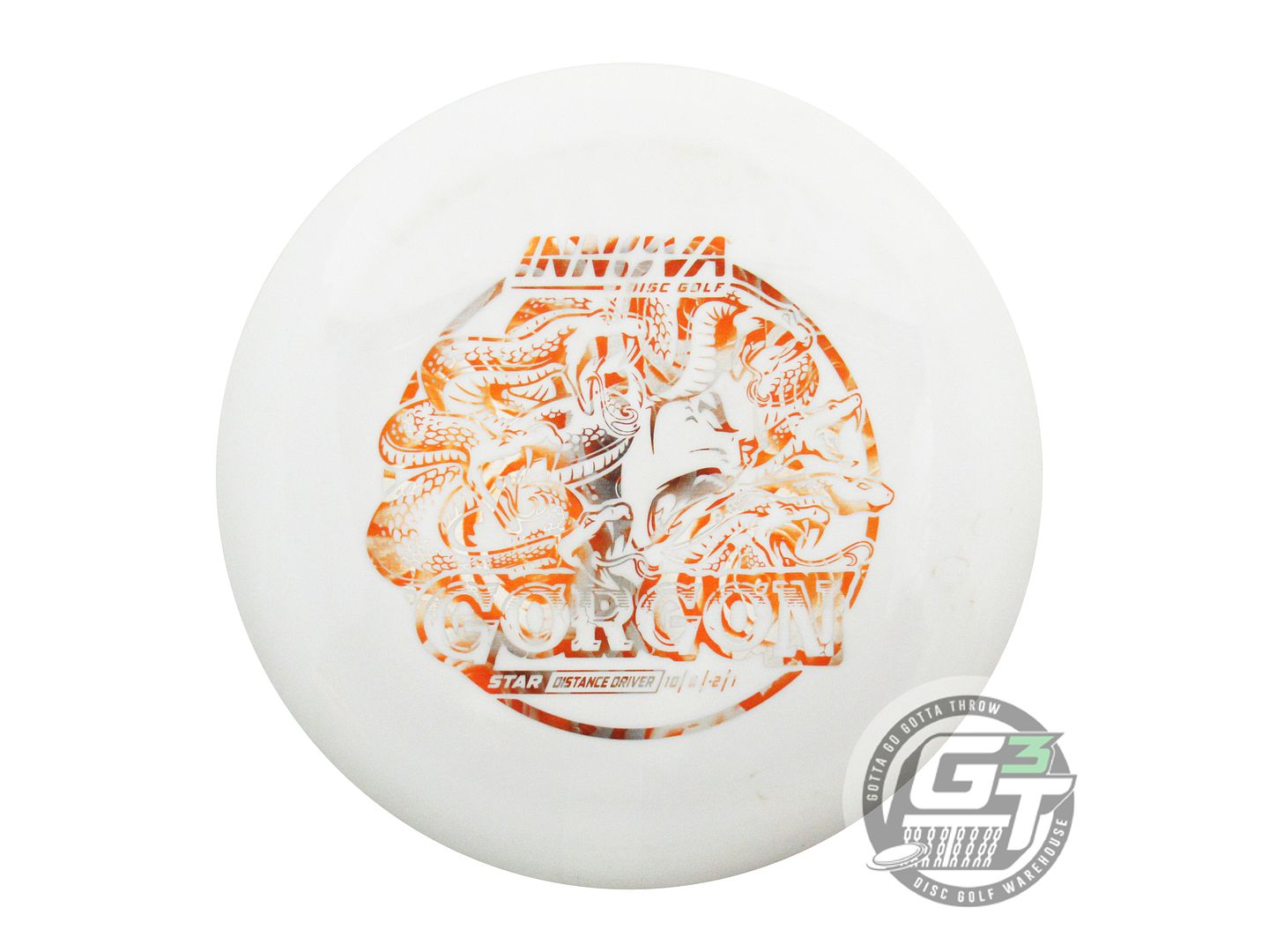 USED Innova Star Gorgon 171g White Orange Rose Foil Distance Driver Golf Disc