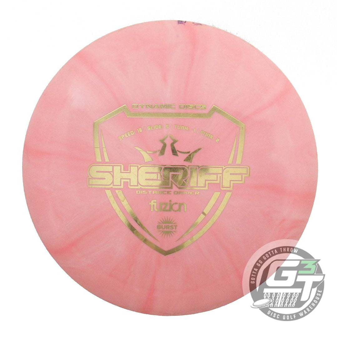 USED Dynamic Discs Fuzion Burst Sheriff 172g Pink Gold Foil Distance Driver Disc