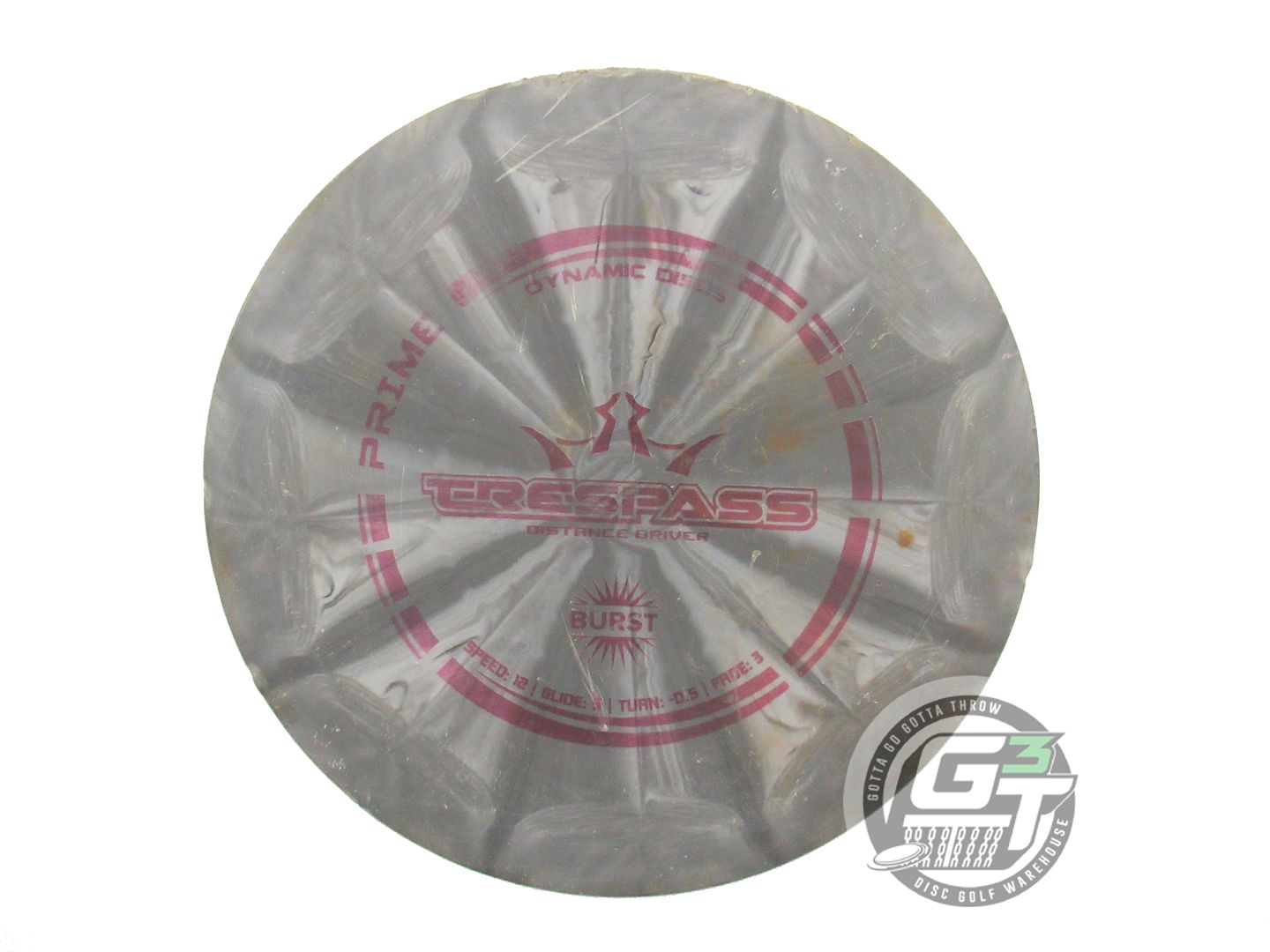 USED Dynamic Discs Prime Burst Trespass 173g Gray Purple Stamp Driver Golf Disc