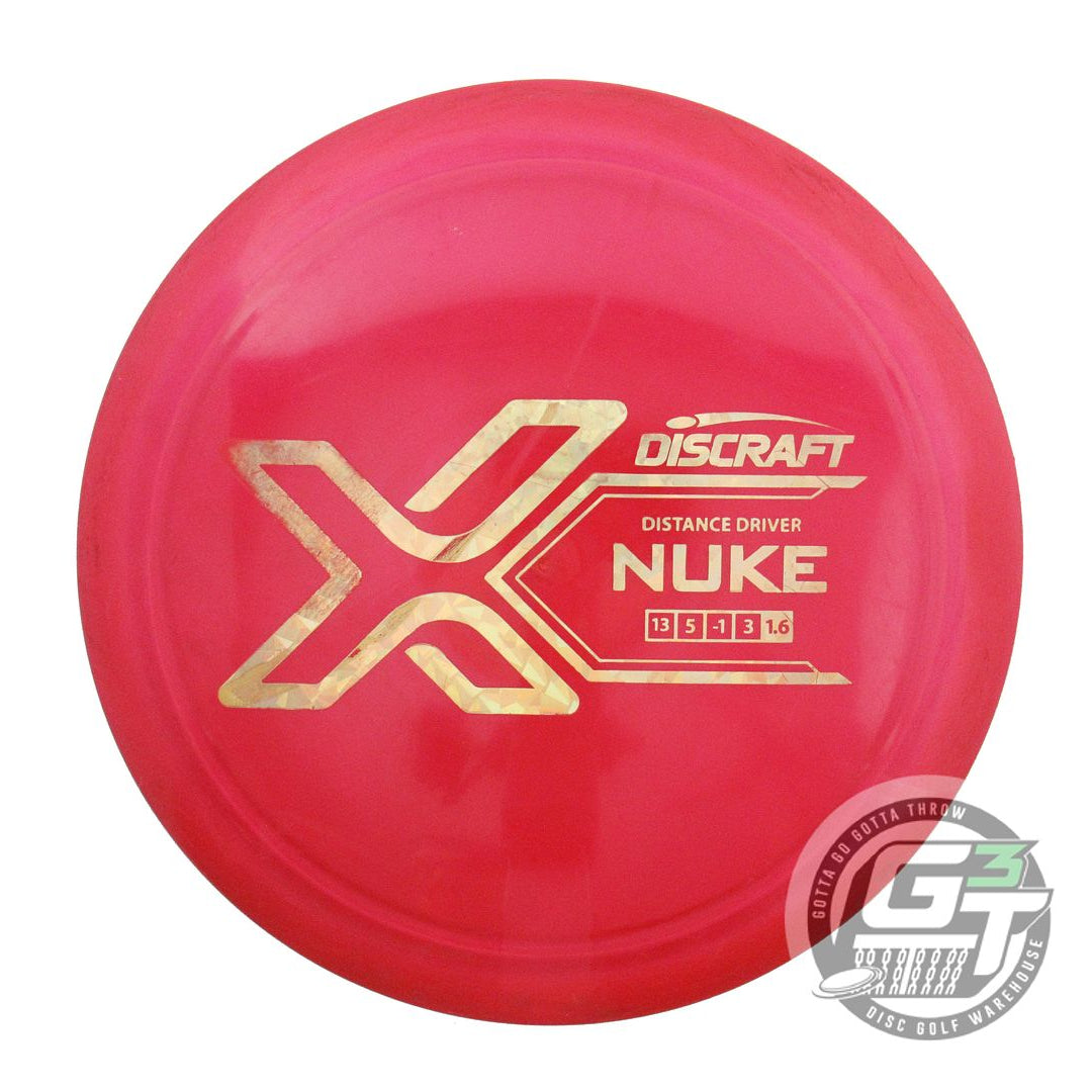 USED Discraft X Nuke 170g Red Gold Shatter Foil Distance Driver Golf Disc