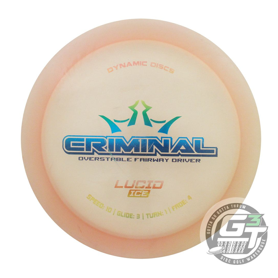 USED Dynamic Discs Lucid Ice Criminal 174g Peach Rainbow Foil Driver Golf Disc