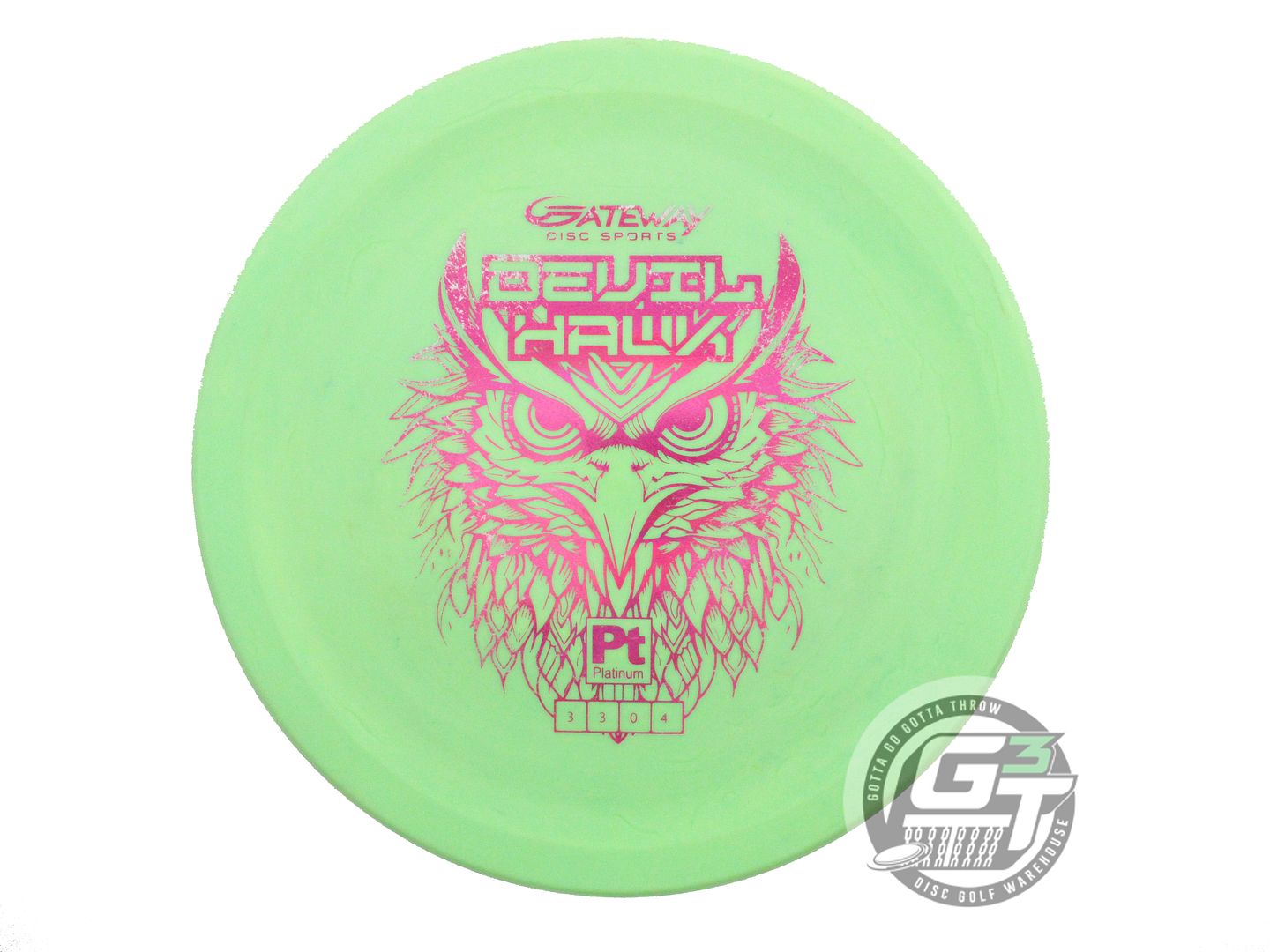 USED Gateway Platinum Devil Hawk 177g Lime Pink Holo Foil Putter Golf Disc