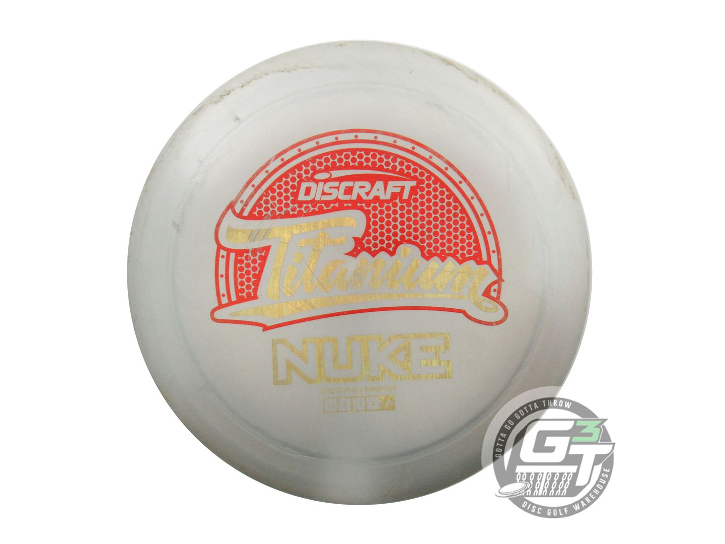 USED Discraft Titanium Nuke 175g Gray Red Foil Distance Driver Golf Disc