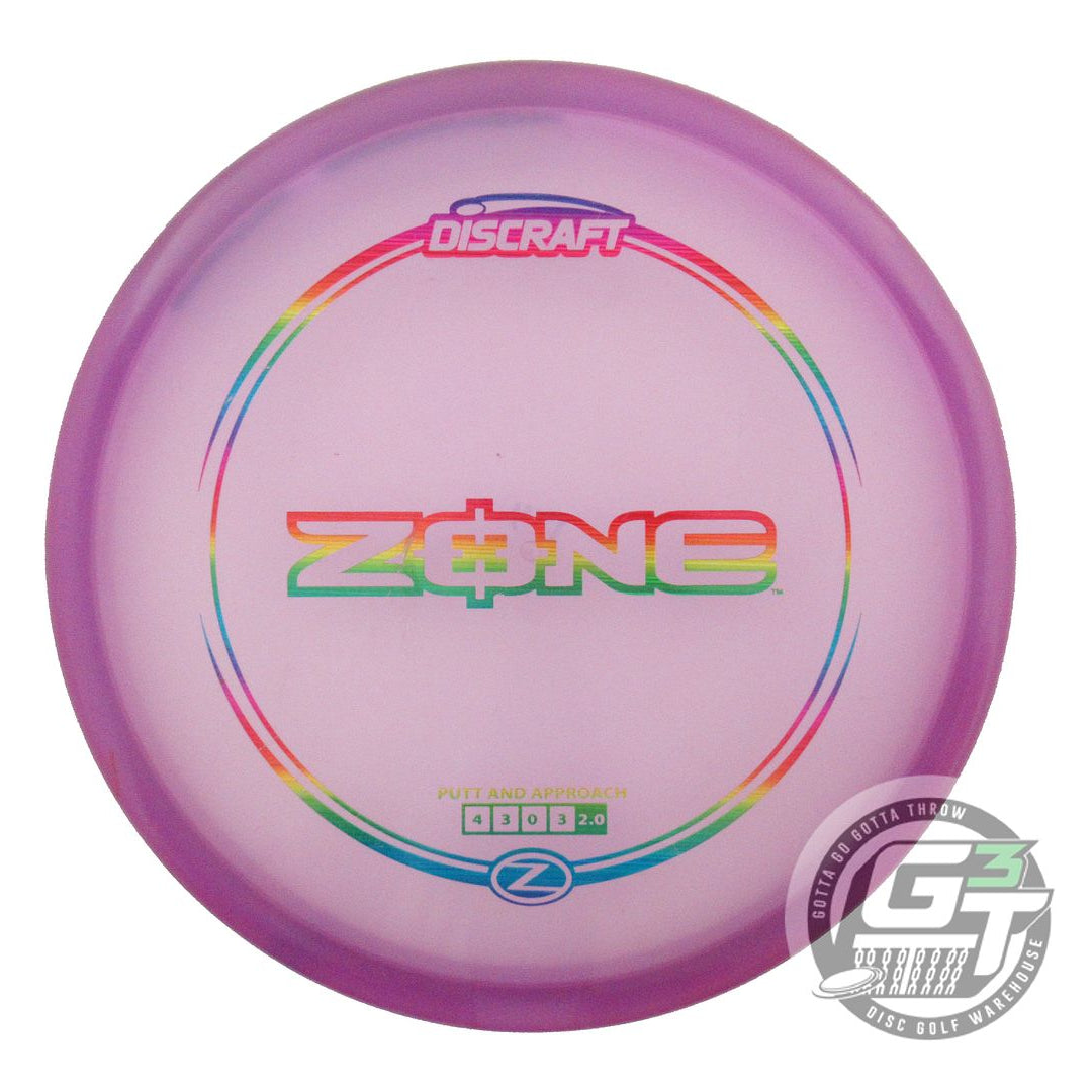 USED Discraft Z Zone 174g Purple Rainbow Laser Foil Putter Golf Disc