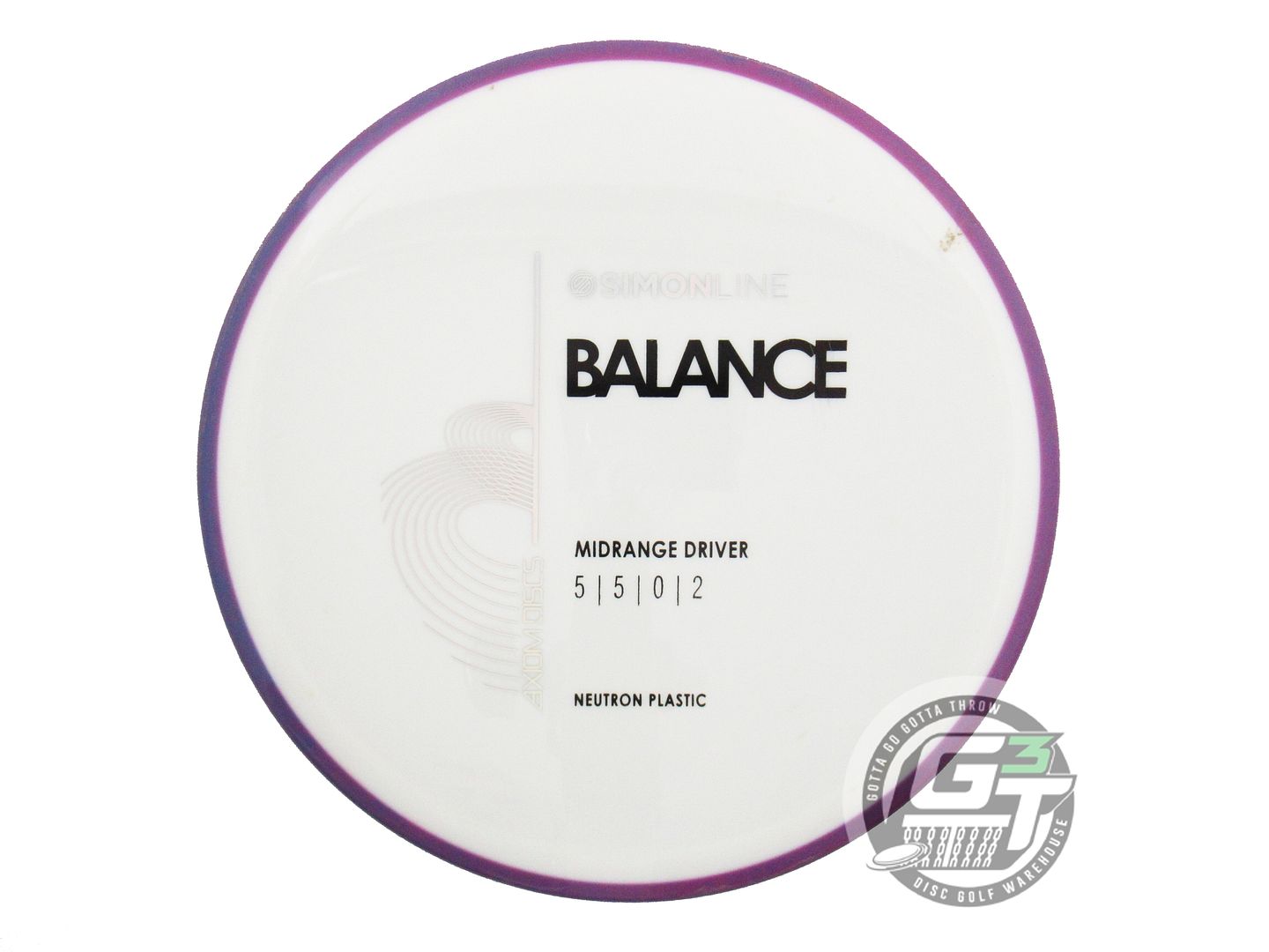 USED Axiom Discs Neutron Balance 175g White Purple Rim Midrange Golf Disc
